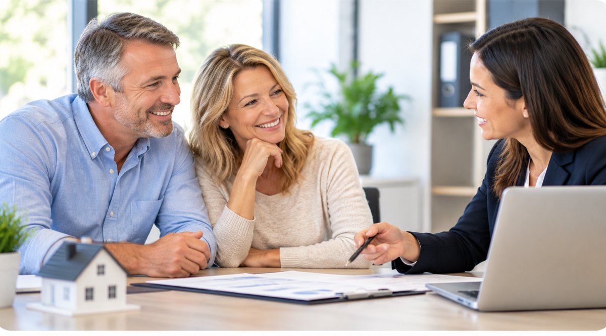Credit union lending advisor discussing mortgage options with a couple