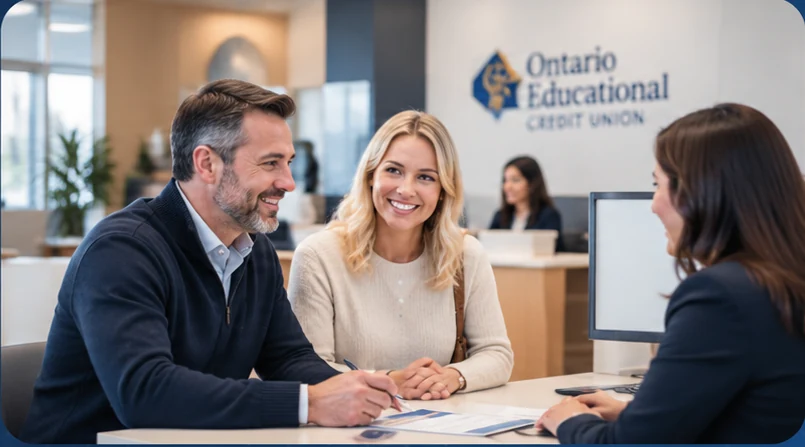 Illustrative scene of members meeting with a credit union financial advisor